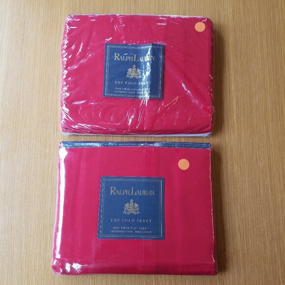 NoS Twin Sheets Set Ralph Lauren The Polo Sheet Red - Picture 1 of 12